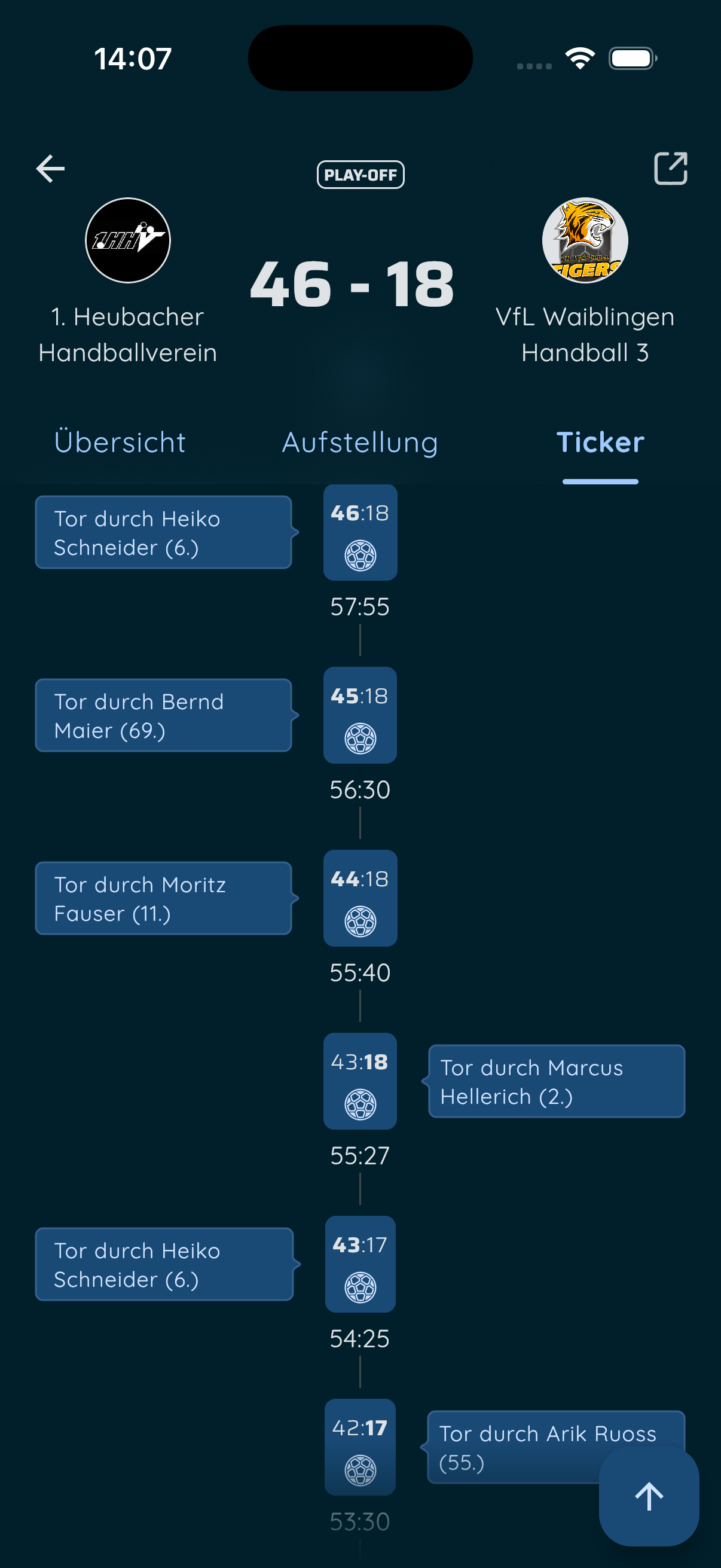 Live-Ticker in der 7meter App